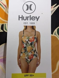 Hurley Women's One Piece floral palm leaf Swimsuit UPF 50+ S, M , L - Picture 1 of 4