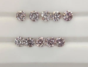 0.53CT (10 piezas) 2.3MM, Natural Marrón Rosa Redondo Corte Brillante Diamante Real Elegante - Imagen 1 de 10