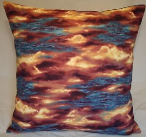 16" Throw Pillow Cover ~ Natural Elements Sky Gold Blue 16x16 Inch Accent Cover