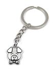 Keyring Silver Metal Pig With Bow Tie Cute Pig
