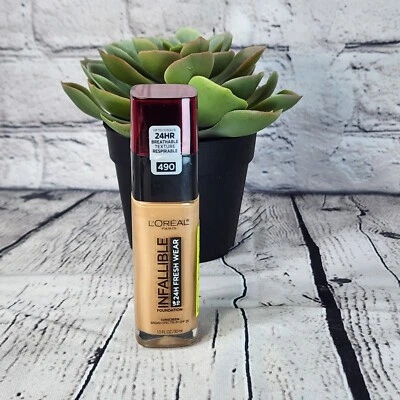 L'Oreal Paris Makeup Infallible 24hr  Wear Foundation 490,  EXPIRED BROKEN SEAL - Image 1 of 4