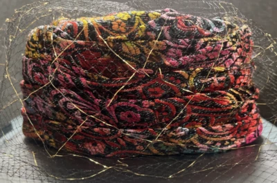 Vintage Jean Sutton Hat Women’s Union Made Pillbox Evening Dress Colorful Veil - Image 1 of 4