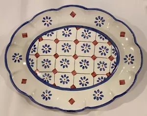 Elios / Positano ~ 12"" x 9"" Piatto cerchio singhiozzato fatto a mano e dipinto ~ Cond nuovo di zecca - Foto 1 di 4