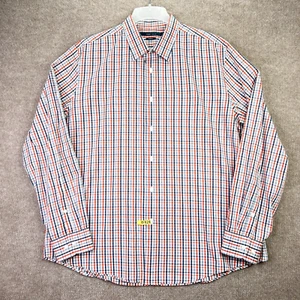 Perry Ellis Shirt Mens 2XL Red Blue Plaid Long Sleeve Cotton Stretch Blend - Picture 1 of 11
