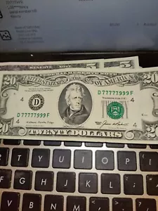 20$ fancy serial number bill binary (1985) RARE #77777999 - Picture 1 of 1