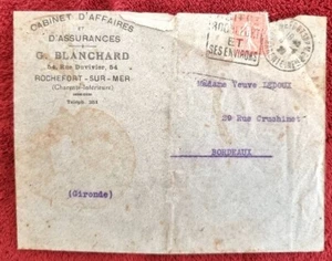 FRANCE Lettre entete publicitaire. Yv. N°199. Cabinet BLANCHARD à Rochefort/Mer - Imagen 1 de 2