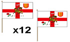 Pack Of 12 (9" x 6") Flag England St George Charger Hand Waving Flags & Poles