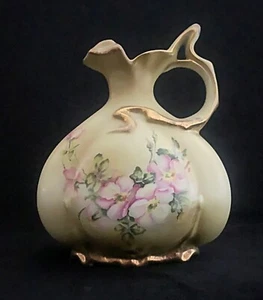 Nippon Japanese Pitcher/Ewer Porcelain Hand Painted Pink Flowers Ex Cond. - Picture 1 of 7