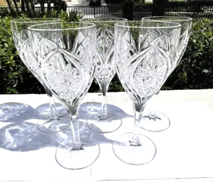 Nachtmann Florenz Water Goblets Wine Glasses 8" Cut Crystal Set of 5 - Picture 1 of 5