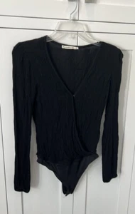 Abercrombie & Fitch Black Gauze-like Long Sleeve Bodysuit. Size Small - Picture 1 of 6