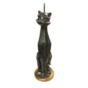 MCM Black Cat Sculpture Vintage 1960 Universal Statuary Cubist Lamp AS IS - Bild 1 von 24