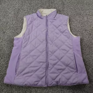 Izod Vest Womens XL Purple Reversible Fleece Quilted Puffer Jacket Full Zip Coat - Picture 1 of 10