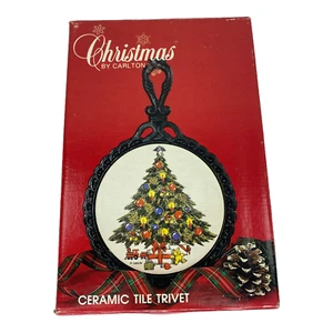 De colección azulejos trivet decoración navideña cerámica y hierro fundido negro de Carlton - Imagen 1 de 9