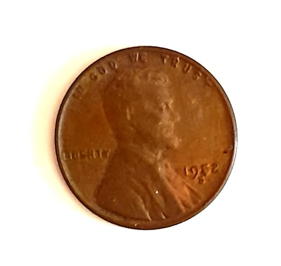 1952 s Wheat Penny Error Coin Plugged 5  see pics - Image 1 of 2