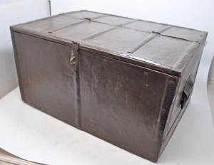 Antique Wooden Large Storage Chest Trunk Box Original Old Hand Crafted - Picture 1 of 7