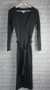 Kookai womens maxi dress merino wool 6-8? v-neck long sleeves nightfall grey - Picture 1 of 11