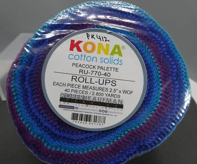 Robert Kaufman Roll Up/Jelly Roll - Kona - палитра PEACOCK RU-770-40 НОВАЯ (b1) - Изображение 1 из 4