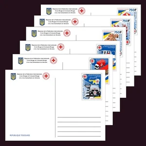 Togo 2022 Stationery Cards MNH Red Cross Response to Crisis in Ukraine 6 Cards - Picture 1 of 8