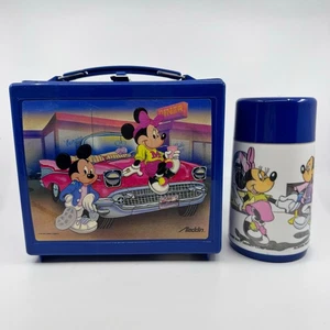 VTG Disney Mickey Minnie Mouse Lunchbox & Thermos Set Aladdin 90's Collectible - Picture 1 of 9
