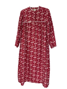 Camisón rojo grande vintage LL Bean para mujer reno Navidad abuela defecto acogedor - Imagen 1 de 9