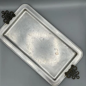 22 X 10” Vintage Pfaltzgraff Yorktowne Stainless Steel Tray With Brass Handles - Picture 1 of 3