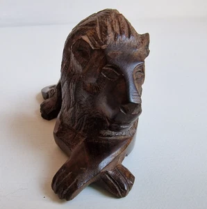 Ebenholz Löwe Liegend Mexiko Löwe Holz Handgeschnitzt 2003 Vintage - Bild 1 von 9