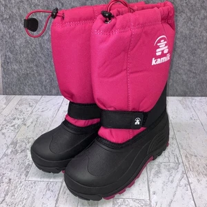 Kamik Rocket Snow Boots Youth Girls Size 5 Black Pink Winter - Picture 1 of 8