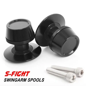 (BLACK) Aluminum 6MM Rear Swingarm Spools Sliders for Yamaha Motorcycles - Picture 1 of 7