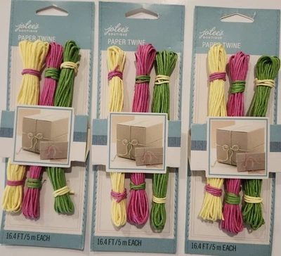 Lote de 3 paquetes JOLEE'S Boutique Papel Cordel Amarillo/Rosa/Verde Foto 1 de 2