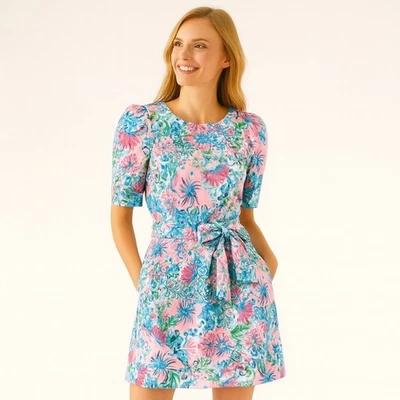 Lilly Pulitzer Sz L Harriet Mandevilla Paradise Petals Dress Cottage Floral Boho - Image 1 of 4
