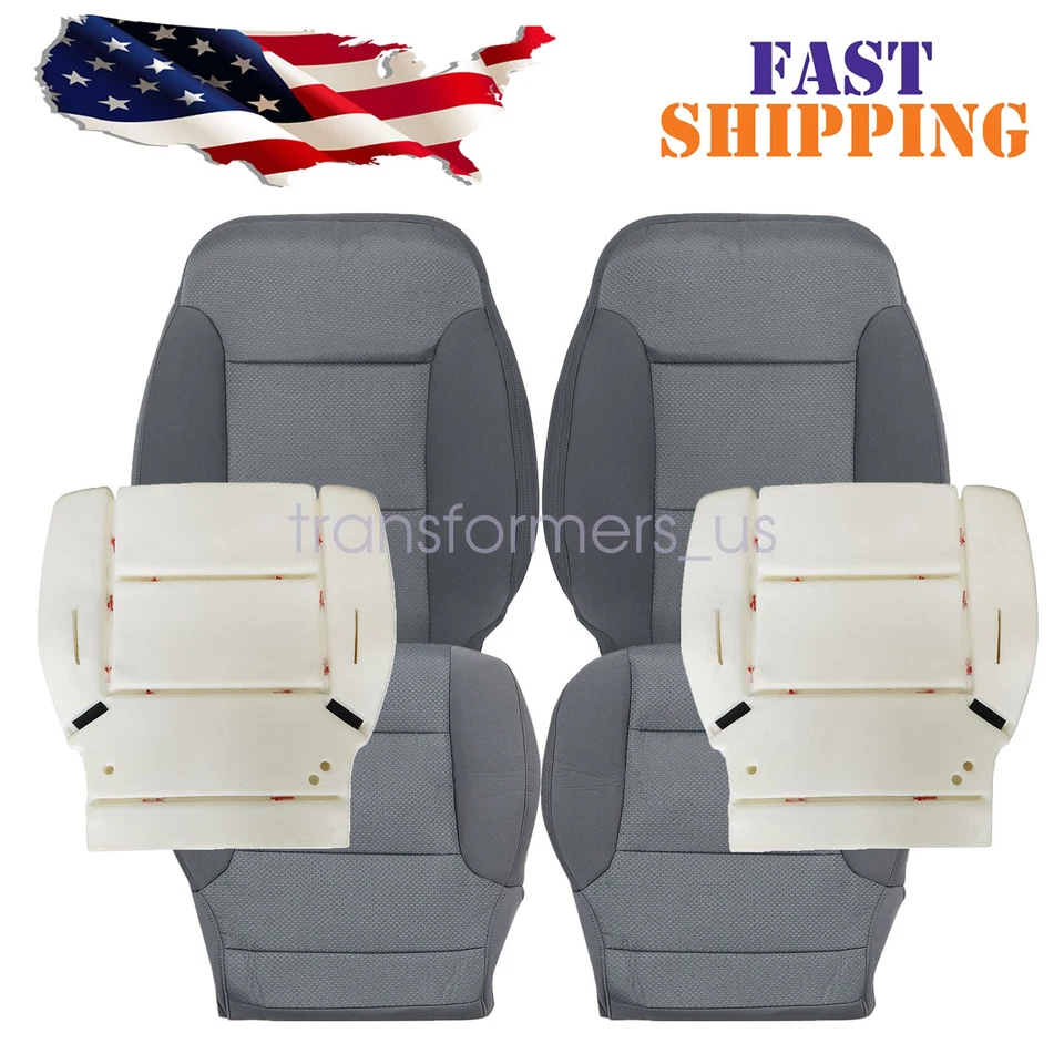 Driver / Passenger Cloth Seat Cover Gray / Foam For 2014-2019 Chevy Silverado - Image 1 of 4
