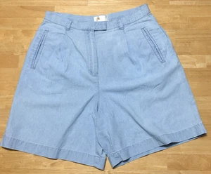 Vintage Talbots Womens Shorts Size 10 Blue Chambray 7" High Rise (STAIN) - Picture 1 of 15