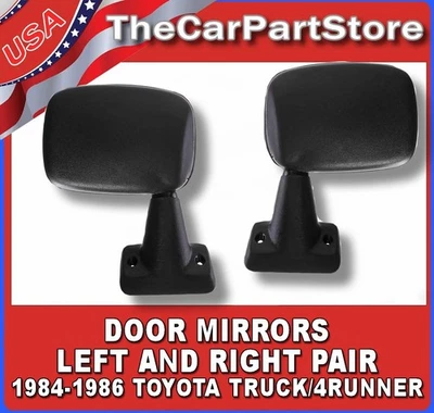 Juego de espejos retrovisores laterales para camioneta Toyota 1984-1986 PU PAR NEGRO Foto 1 de 2