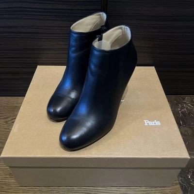 Christian Louboutin Negro Cuero Tacón Botines Botas Zapatos Mujer Talla 37.5 Foto 1 de 4