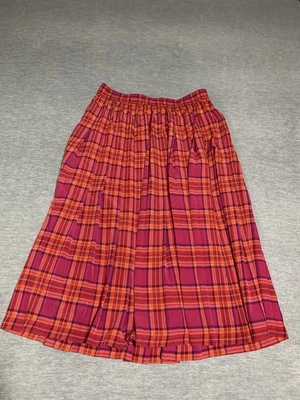 Vintage Y2K Liz Claiborne Womens Size 14 Pink Orange Tartan Plaid Skirt - Image 1 of 4