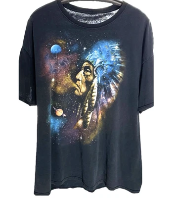 Native American Chief T Shirt Men’s XL/2XL Smoking Galaxy Trippy Space Art Tee - Image 1 of 4