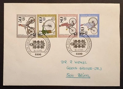 Germany stamp 1985 Youth Welfare Bicycles first day cover - Image 1 of 2