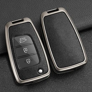 Leather Key Fob Case Holder Cover For Hyundai Tucson Accent Elantra Accessories - Picture 1 of 7
