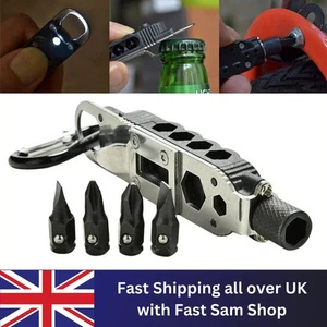 Mini Portachiavi Multifunzione EDC Esterno Portatile Acciaio Inox Utensili Tascabili - Foto 1 di 7