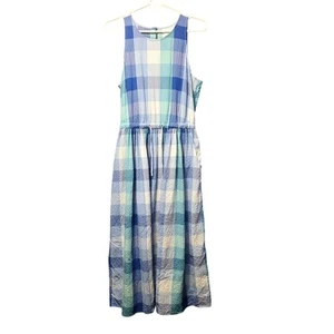 Loft Patchwork Plaid Cut Out Midi Dress - Size M - Picture 1 of 7