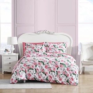 Blooming Roses Microfiber Pink 2 Piece Duvet Cover Set-Twin - Bild 1 von 9