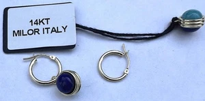 Hermosos Pendientes Aro Milor Oro Amarillo 14K Dije Reversible, 3 Gramos - Imagen 1 de 10