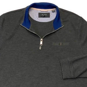 Ted Baker London Long Sleeve 1/4 Zip Pullover Mens Size 6 Dark Gray - Bild 1 von 5
