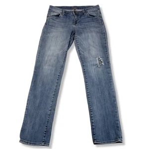 Kut From The Kloth Jeans Size 2 Straight Leg Women's Blue Denim Pants Distressed - Picture 1 of 9