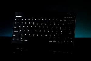Brookstone bluetooth keyboard rechargeable battery micro usb ultra slim - Picture 1 of 2
