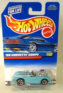 VINTAGE 1997 HOT WHEELS '58 CORVETTE COUPE #780 ON CARD - Picture 1 of 3