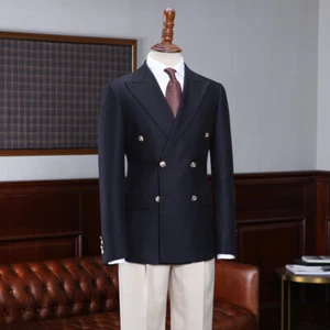 Abrigos Blazer de Doble Pecho para Hombres Negocios Formales Boda Doble Pecho Oficina Prendas de abrigo delgadas - Imagen 1 de 13