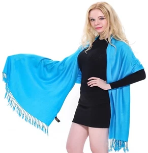 Chal de diseño de color liso turquesa envoltura estola ropa Pashmina CJ **NUEVO** - Imagen 1 de 12