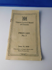LIQUOR CONTROL BOARD OF ONTARIO PRICE LIST #3 VINTAGE 1929 STORES LIST CANADA