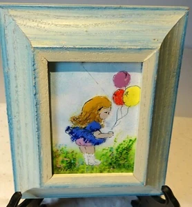 Mid Century Copper Enamel Painting Lil Girl w/Balloons  By Raphael Esterida - Picture 1 of 6
